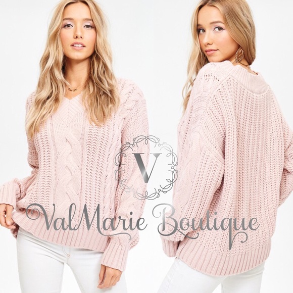 Mauve cable knit sweater - Picture 3 of 5